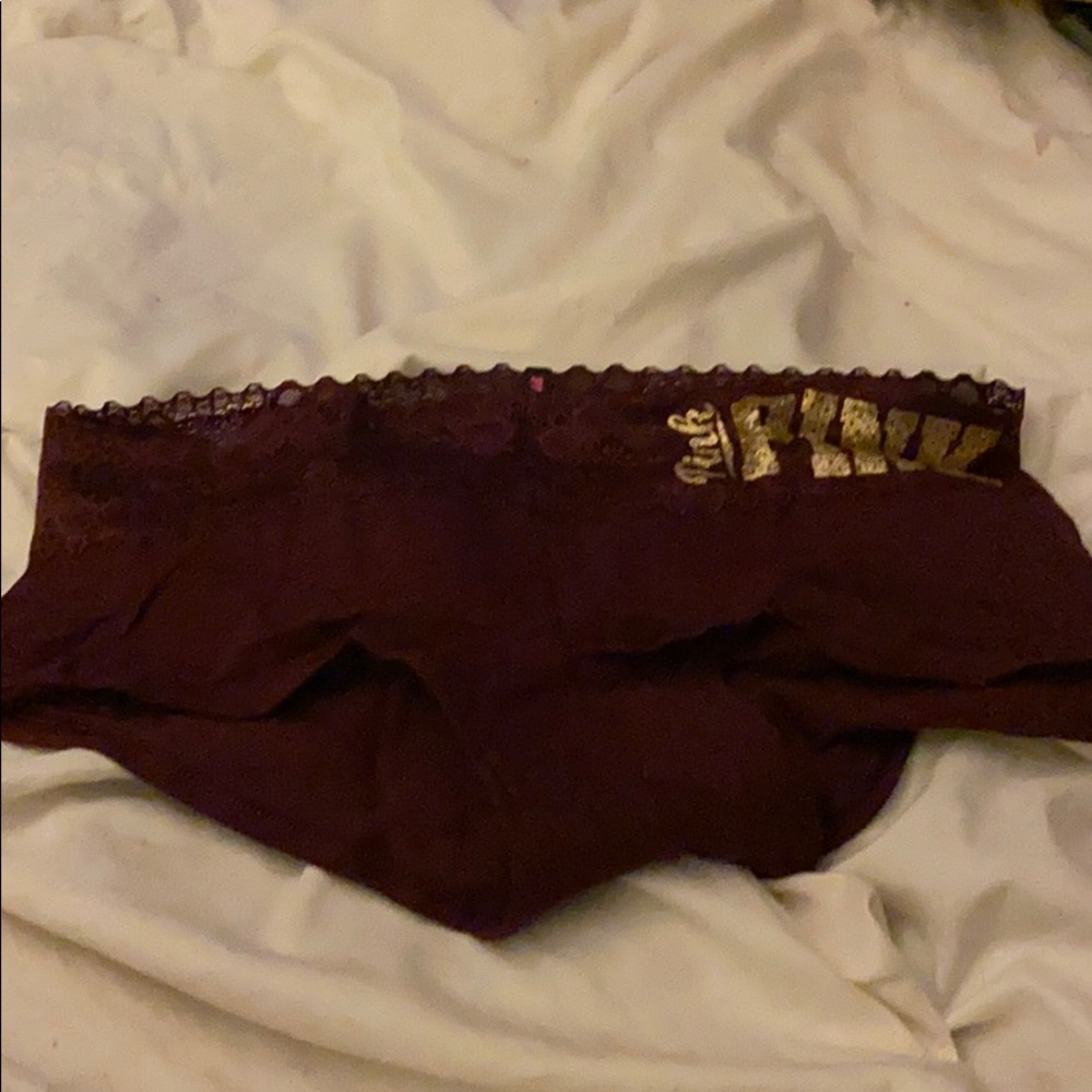 Burgundy lace topped panties by PINK